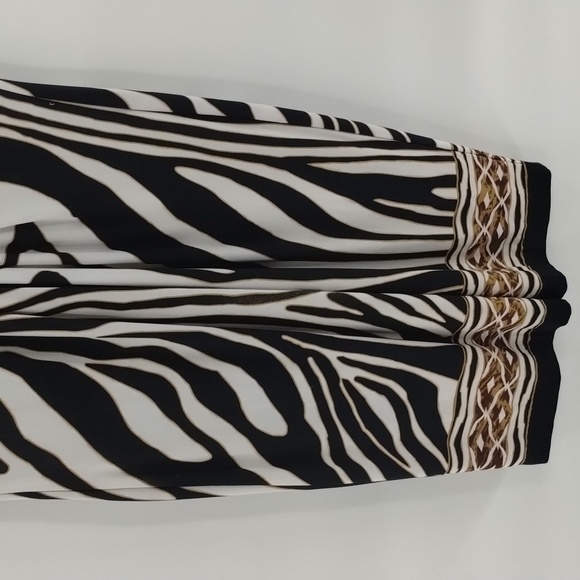 Caché zebra black gold white  dress Size 8 sleeveless lined vintage cache - Picture 4 of 9